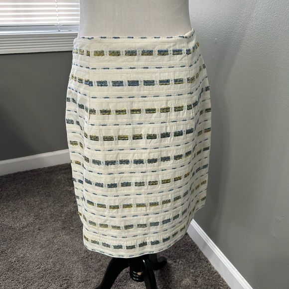 Loft women’s size 4 cream multicolor skirt  dash woven a Line Street - Picture 3 of 7